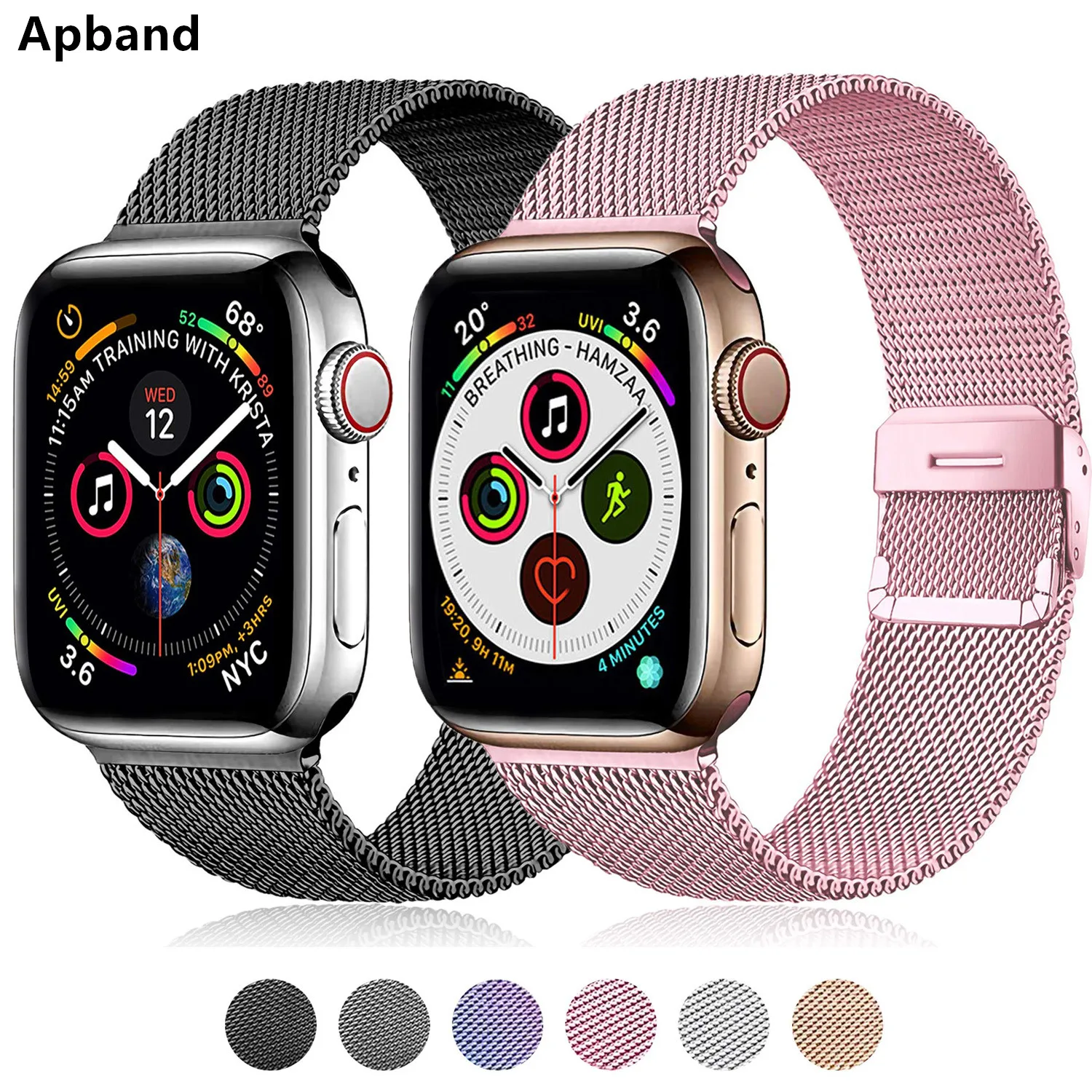 Correa Milanesa para Apple watch, banda de 44mm y 40mm para iWatch de 42mm y 38mm, pulsera de Metal de acero inoxidable para Apple Watch series 4 3 5 SE 6