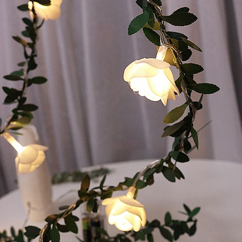 

Hot 20Leds Rose Flower Led Fairy String Lights Solar Powered Wedding Valentine's Day Event Party Garland Decor Luminaria 3M