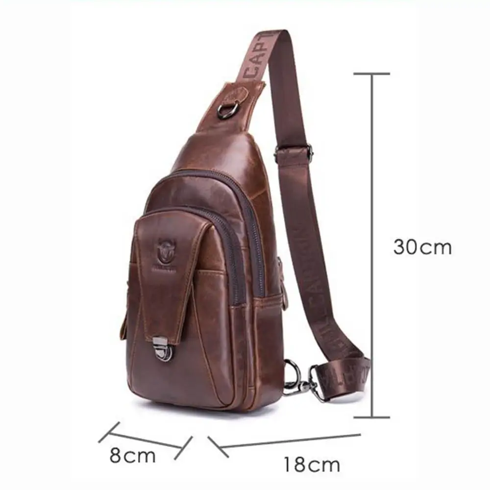 BULLCAPTAIN Casual Men Shoulder Chest Belt Packs Leather Waist Sports Bags Body Messenger Casual Shoulder Pouch Purse