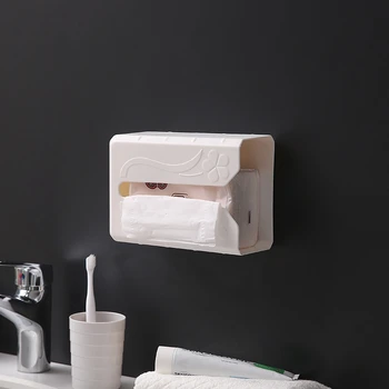 

Wall-Mounted Tissue Box Roll Paper Holder Paper Towel Holder Self-Adhesive Paper Storage Rack Toilet Paper Holder Bathroom-Beige
