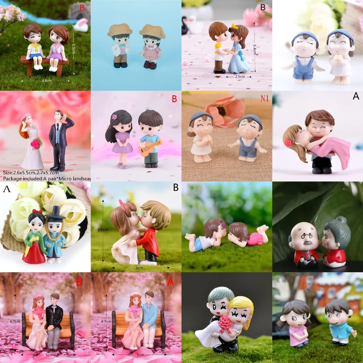 1/2/3pcs Sweety Lovers Couple Chair Figurines Miniatures Fairy Dollhouse Gnome Moss Terrariums Furniture Toys Home Decoration | Игрушки и