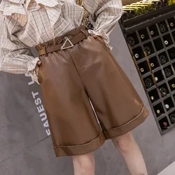 Outono inverno feminino cor de café trabalho feito com ferramentas perna larga plutônio couro na altura do joelho botas shorts