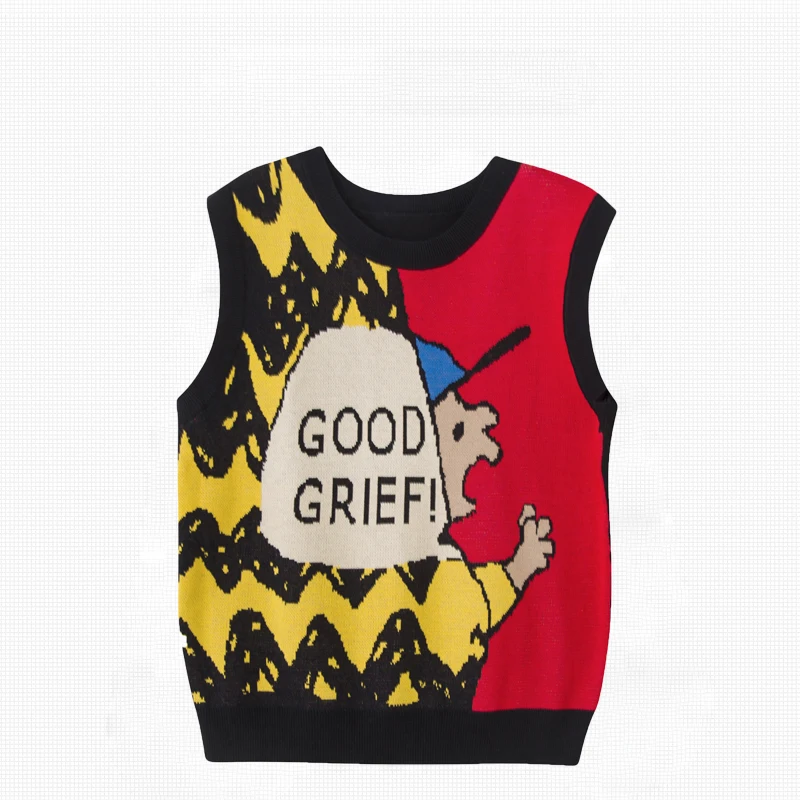 

Autumn and winter women's cartoon sweater vest loose casual lazy fashion 2020 new