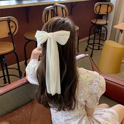 Elegant Women Large Bow Hair Ribbon Hairpin Chiffon Mesh Big Bowknot Ribbon Hairband Clip Lady Girls Spring Clip Hair Accessory