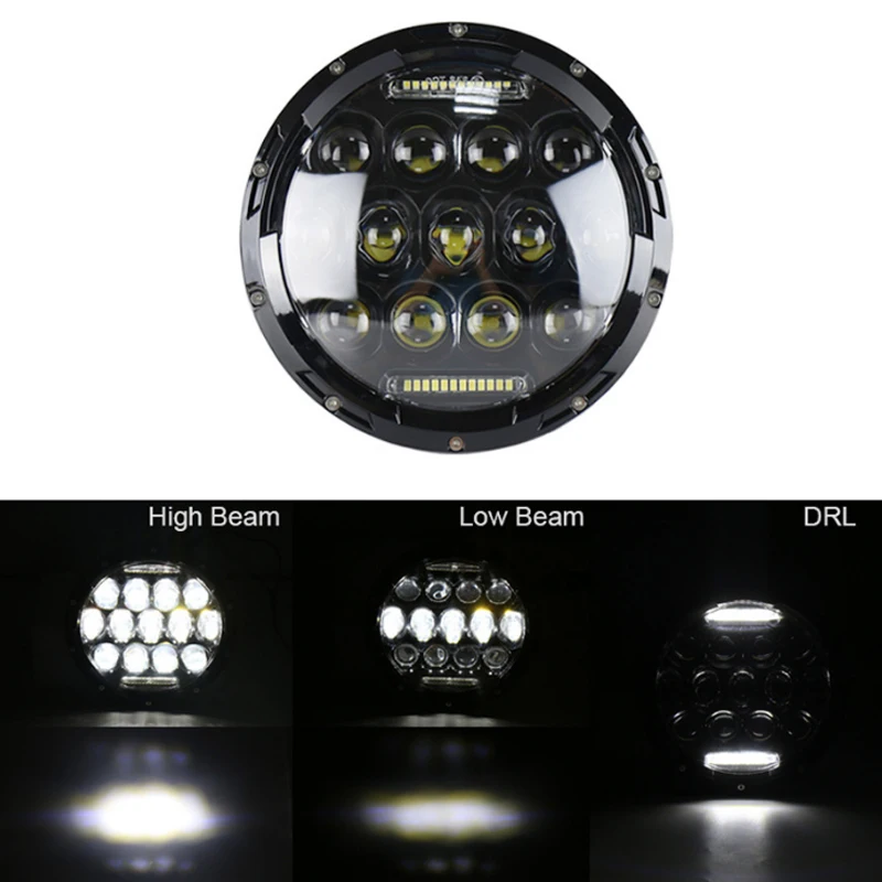 For Harley Hummer LED 7 Inch Round Headlight High/Low Beam DRL 7'' Headlights Jeep Wrangler 4x4 Vehicles Off-road | Автомобили и