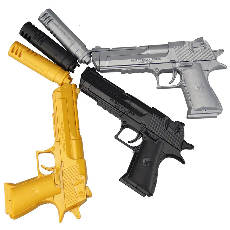 Desert Eagle Assembled Gun Model Toys With Silencer Gold/Silver/Black Simulation Assembling Building Block | Игрушки и хобби