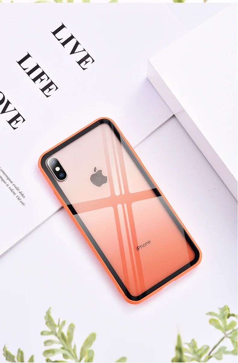 Чехол из градиентного стекла для iPhone XS MAX XR X, карамельный цвет, чехол для телефона s, для iPhone 7, 6, 6 S, 8 Plus, мягкий чехол из ТПУ
