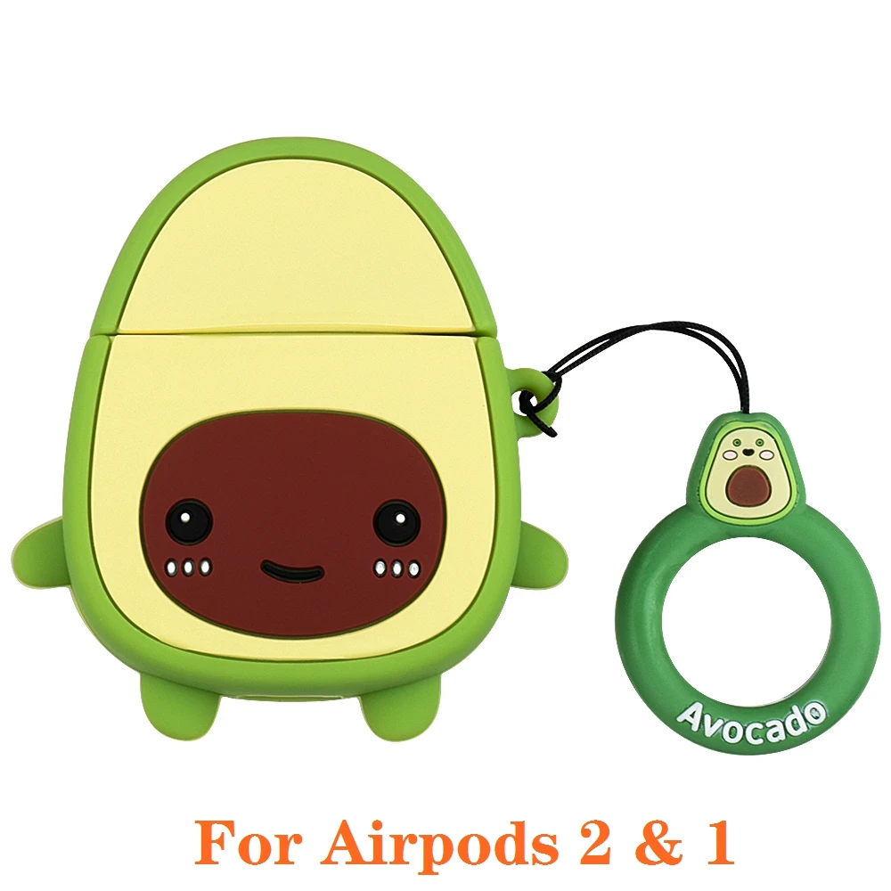 Милый чехол с 3D рисунком авокадо для Apple AirPods Pro, мягкий чехол для наушников Apple Air Pods 2 1 3, чехол с крючками, чехол - Цвет: 02 For Airpods 2 1