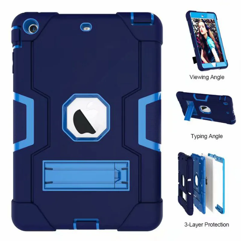 IBuyiWin сверхмощный защитный чехол(силикон+ ПК) для Ipad Mini 1 2 3 7," планшет Funda Capa чехол для детей+ пленка для экрана+ ручка