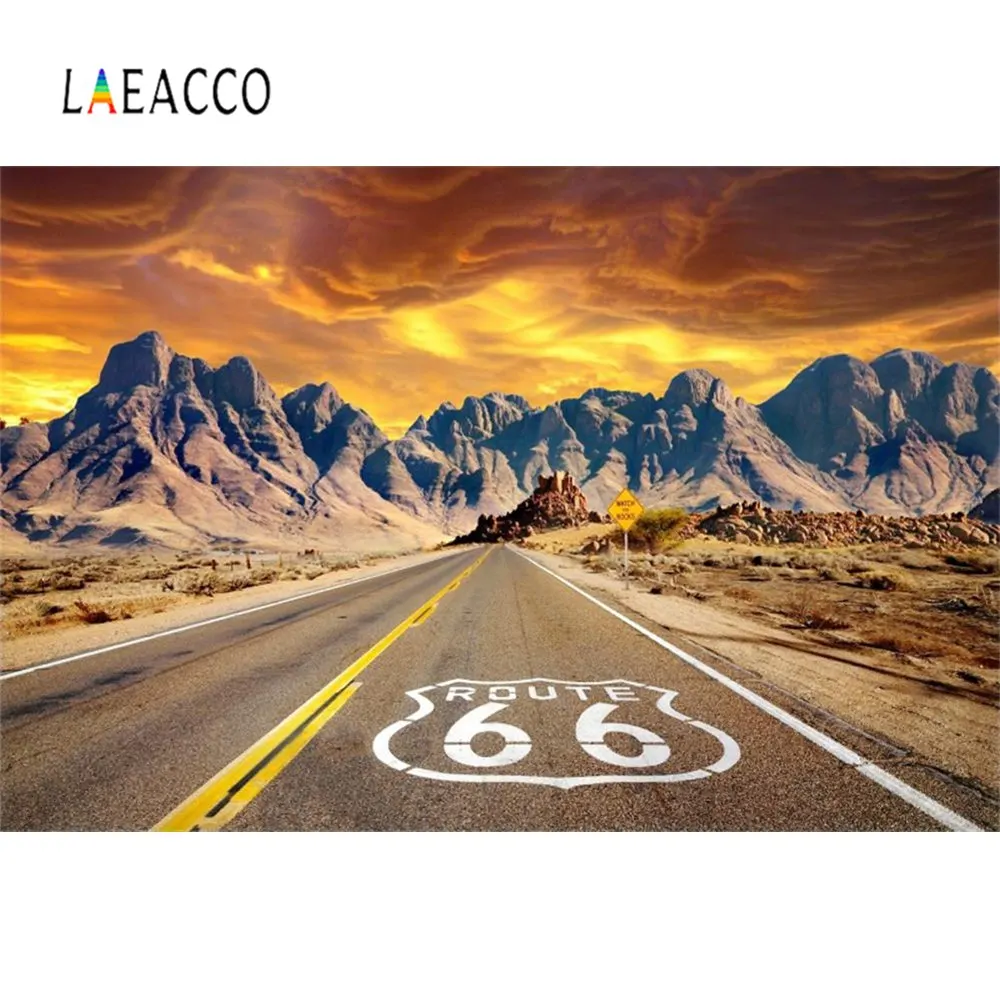 Laeacco Route 66 дорожный знак США пустынный шик синее небо Природный живописный