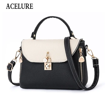 

ACELURE Contrast color Leather Crossbody Bags For Women Travel Handbag Fashion Simple Shoulder Messenger Bag Ladies Cross Body