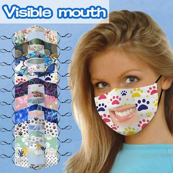 

5pcs/10pcs Smile Communicator Face Mask with Clear Vinyl Visible Expression Lip Reading Face Shield Reusable Outdoor Mouth Mask
