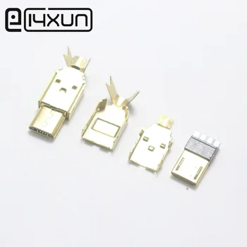 

5set Micro USB 5PIN Welding Type Male Plug Connector Charger 5P USB Tail Charging jack 3 in 1 Gold-plated Parts