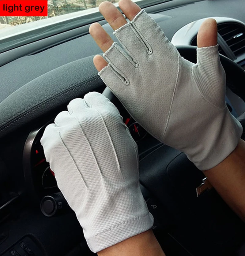 

2019 Summer Anti-UV Gloves Men Thin Sweat Absorption Breathable NonSlip Auto Car Drive Outdoor Hand Protector Half Finger Gloves
