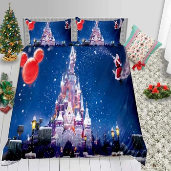 

Milsleep 3D Christmas Beautiful Castle Print 100% Polyester Duvet Cover Sets Us Quenn/King Size Bedding Sets