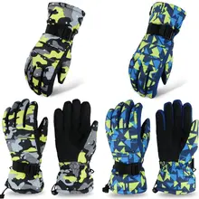 Водонепроницаемые зимние перчатки унисекс с камуфляжным принтом, ветрозащитные теплые лыжные перчатки