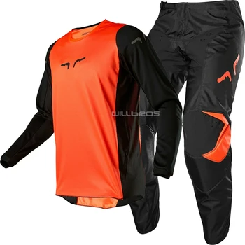 

Delicate Fox 2020 Motocross Black Orange Kits Adult 180 Race Jersey Pants Motorcycle Suit