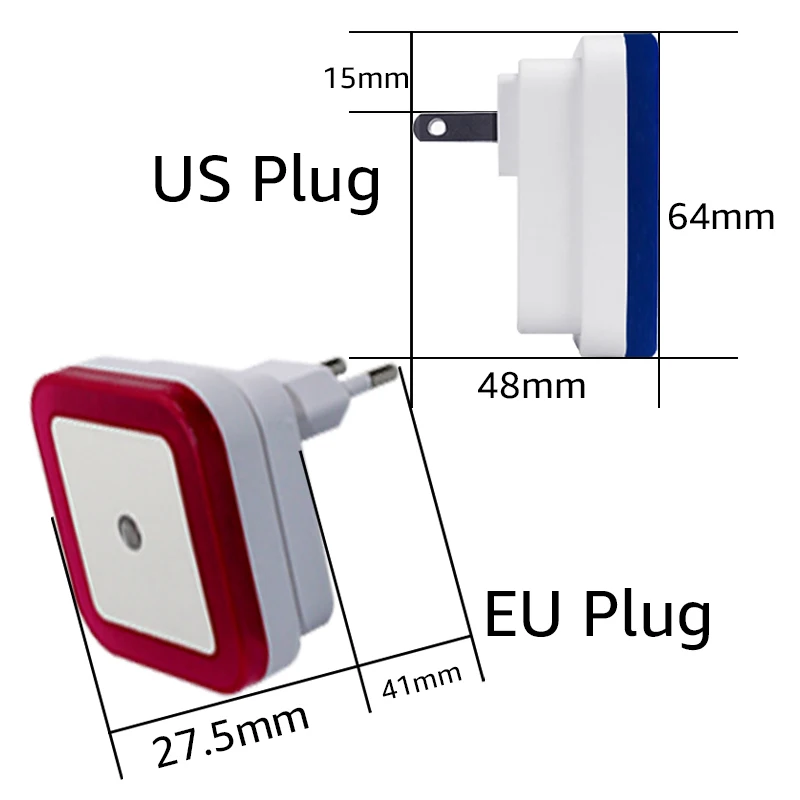 Управление световым датчиком светодиодный ночник ЕС США штекер мини квадратная Лампа Белый Синий Желтый Красный Спальня Коридор гостиная освещение