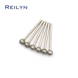 10 mèches de polissage en forme de boule de diamant, tige de 3MM 120 #, fraise de meulage à aiguille abrasive 3mm/4mm/5mm/6mm/8mm/10mm 