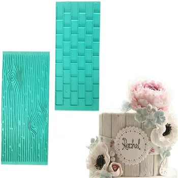 

2pcs/pack Texture Silicone Mold Of Tree Bark + Brick Wall Silicone Mat Fondant Cake Decorating Tool Bakeware Kitchen Baking Tool