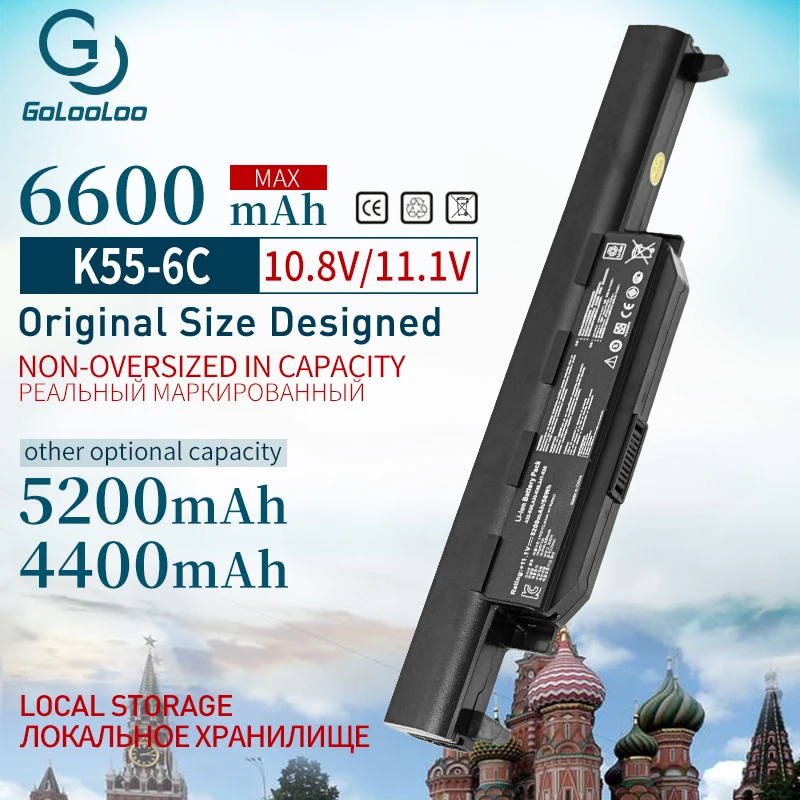 Дешево Golooloo 11,1 v Аккумулятор для ноутбука ASUS A32 K55 A33 K55 K55 A41 K55 A75A A45DE K75A X55A A75DE A95 A55D X75V K45D K45VM A45A