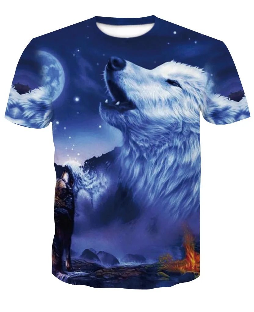 Новинка 2018 года Череп 3D футболка лето для мужчин s Модные топы Мужской принт harajuku волк мужчин женщин Повседневное Аниме футболки