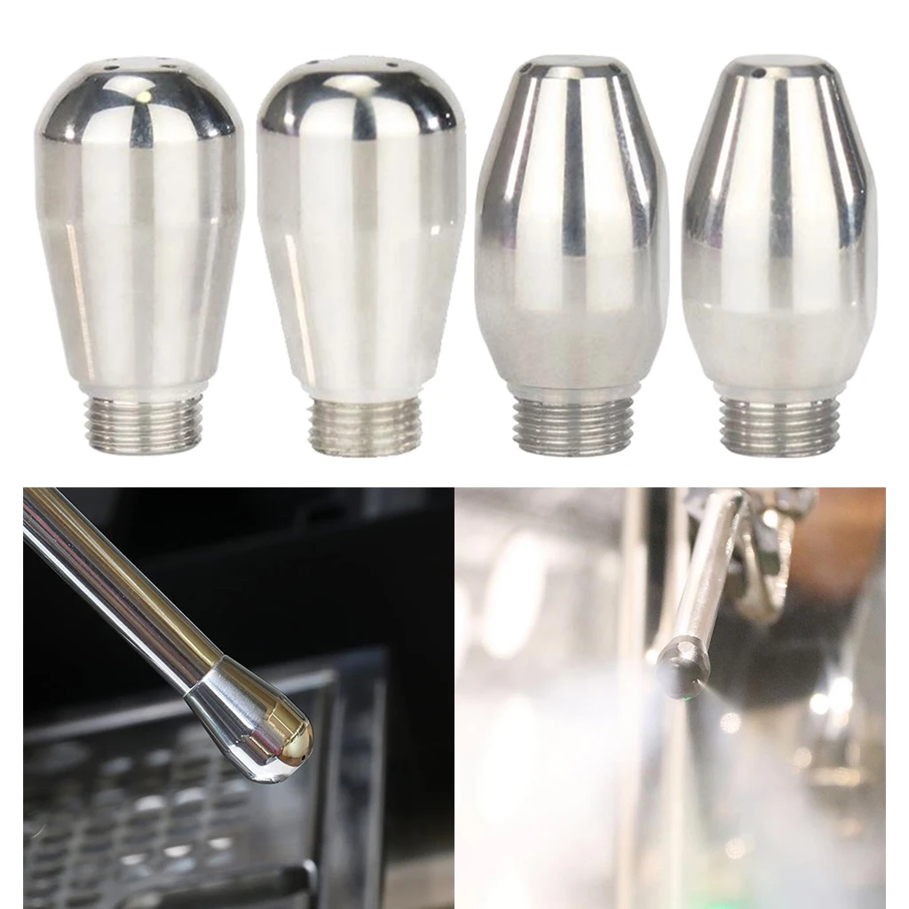 Stainless Steel Coffee Maker Machine Steam Nozzle Forth Tip Milk Foam Spout Chrome 8.2-8.5mm Thread Universal Replacement