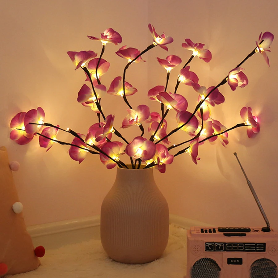 Festa de Casamento Rosa Flor Salgueiro Ramo Lâmpada 20 Lâmpadas Artificial Galho Floral Natal Guirlanda Luz Diy Led 22 High Quality Luzes e Iluminação