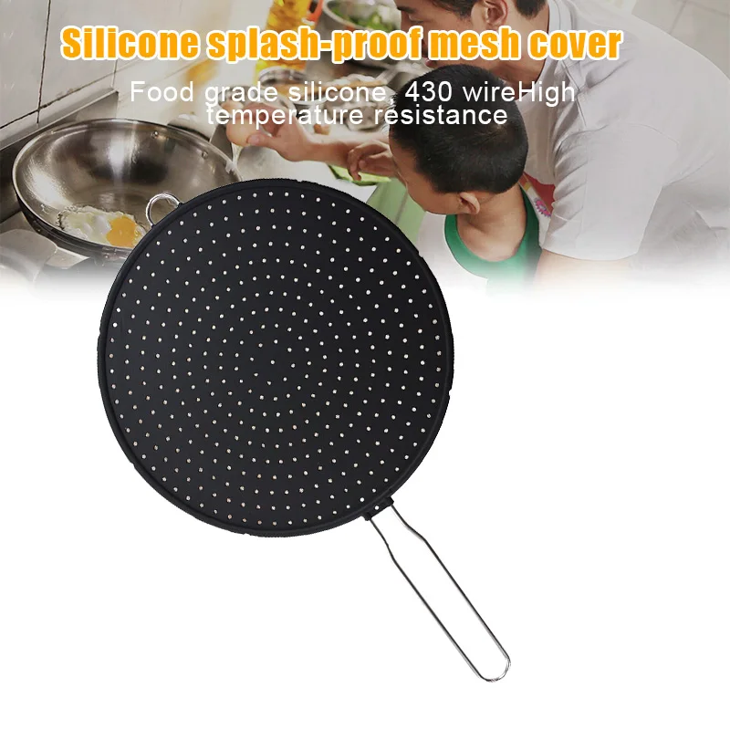 

Silicone Lid Splash-Proof Net Oil-Proof Splash Cover Frying Protection Mat Non-Slip Handle Pot Lid Kitchen Cooking Tool