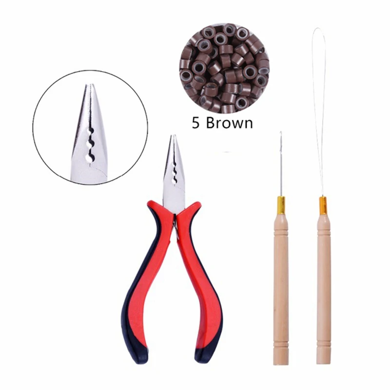 HHO-4Pcs/лот 3 отверстия плоскогубцы кольцо прядей для наращивания волос для Тип я острым/наконечник и Перья для волос наращивание волос, инструмент для стильных волос Пан