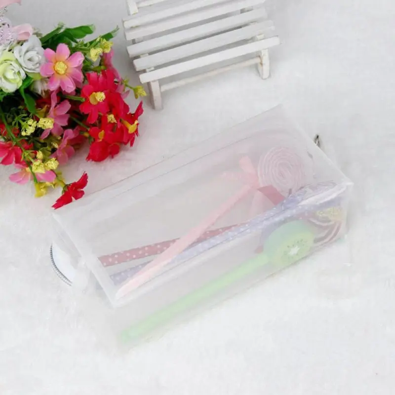 

Transparent PVC Large Clear Pencil Bag Waterproof Zipper Jelly Pencil Case Students School Stationery Lightweigh Pens Bag Simple