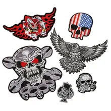 Skull Garment Accessories Punk Patch Ghost Head Embroidered Cloth Stickers Iron on Patches for Clothes Large Patch