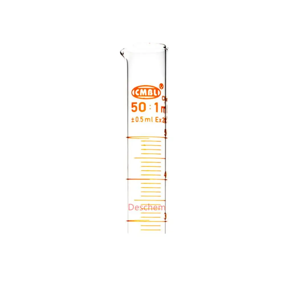 50ml Glass Measuring Cylinder Graduated & Spout Mouth Lab Chemistry Glassware