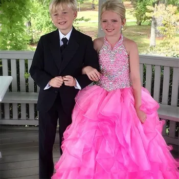 

Luxurious Beaded Sequins Flower Girl Dresses Cascading Fashion Ball Gown First Holy Communion Pageant for Weddings Banquet Dress
