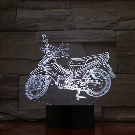 Cool Motorbike 7/16 Colors Chang 3D LED Night Light Sleep Bedroom Decor Lamp Love Birthday Party Dropshipping Gift 3D-1850
