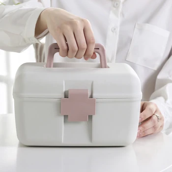 

Plastic First Aid Box Empty Storage Box Organizer Mulitfunction Medicine Box Portable Family Emergency Kit Storage Box