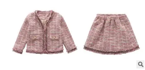 Set without Blouse Комплекты одежды для девочек; коллекция года; осенние пальто+ юбки; комплект из 2 предметов; Повседневная осенняя одежда для подростков; Возраст 8-10 лет - Цвет: Set without Blouse