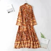 Vintage chic Women Floral print long sleeve tassel beach Bohemian dress Ladies deep V-neck Summer Boho maxi dress vestidos ► Photo 2/6