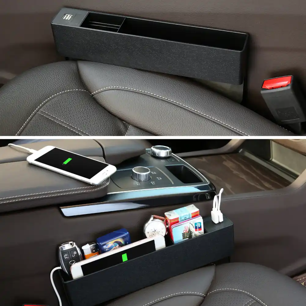 Guantera Guantera Relleno de Espacio para Asiento de Coche Caja de Almacenamiento para Coche Organizador Multifuncional Compartimentos Vers/átiles de Gran Capacidad Decdeal Guantera
