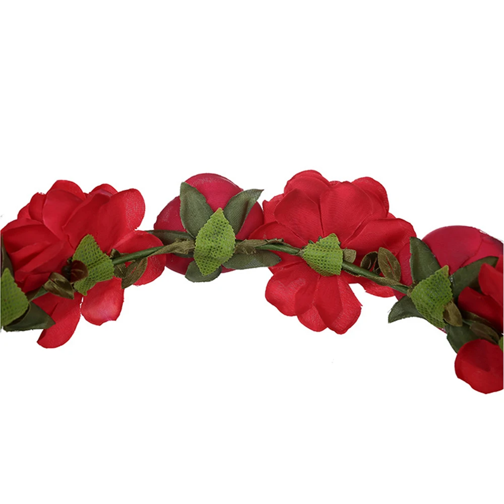 Красный цветок розы головной ремень венок из цветов на голову головной убор лента для волос Аксессуары свадебная гирлянда Свадебная вечеринка головной убор