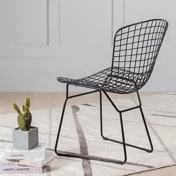 

Nordic Wrought Iron Hollow Chair Net Red Wire Chair Simple Designer Dining Chair Modern Black And White Negotiation Chair Lounge