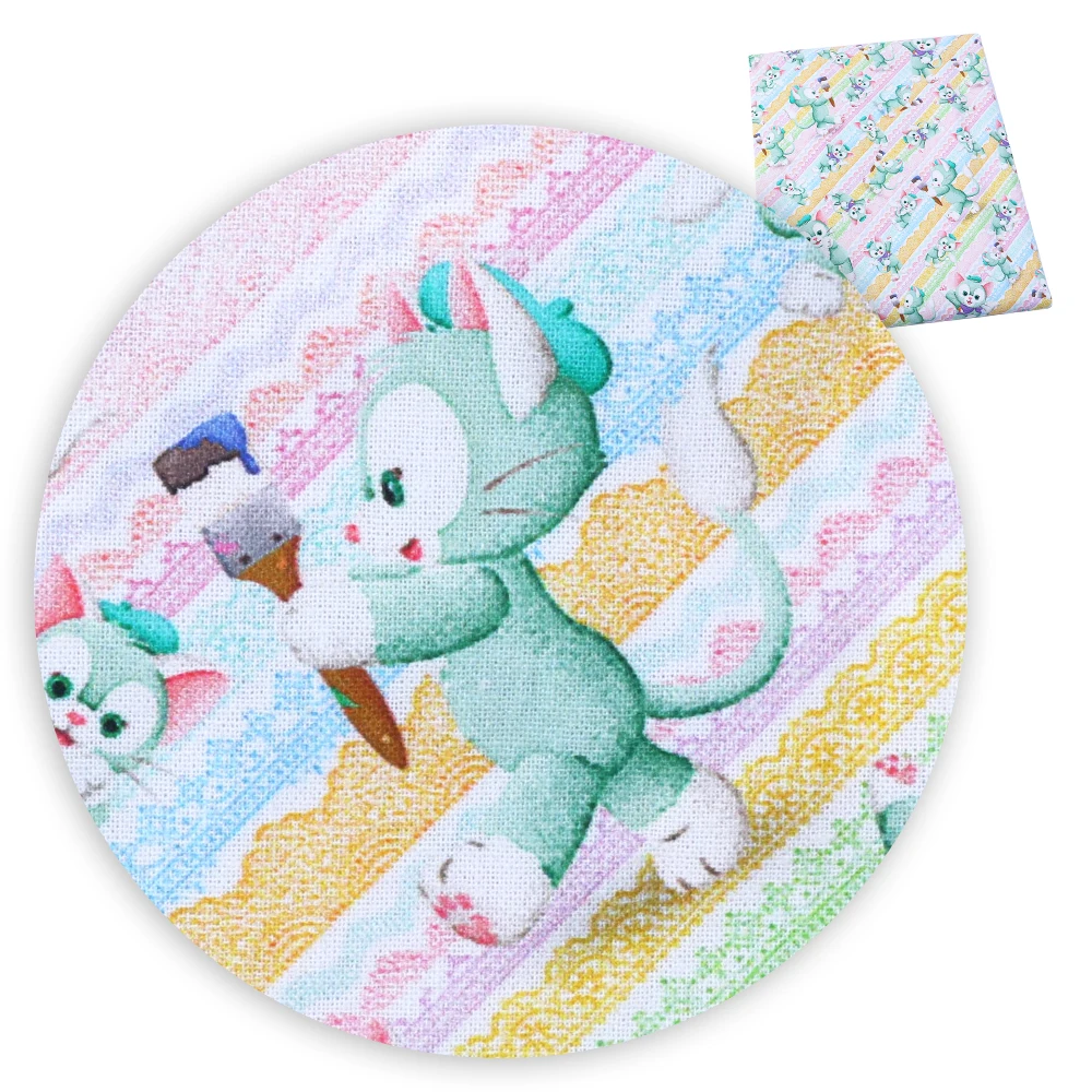 50*140 см, текстиль с принтом медведя, кролика, животных, хлопок, Рождественская ткань, пэчворк для изготовления платьев, c9262