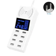 8 портов зарядное устройство для телефона USB Настольный 2.4A цифровой дисплей беспроводной мобильный домашний док-станция Универсальный адаптер быстрой зарядки