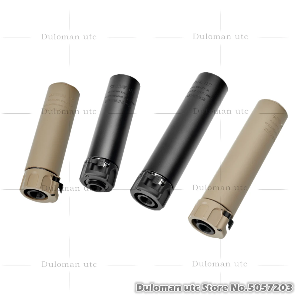 Duloman utc-supresor de sonido simulada de Metal para CCW M4 / M16 Airsoft, RC2 MINI2, silenciador rápido QD silencioso, 14mm, SOCOM556