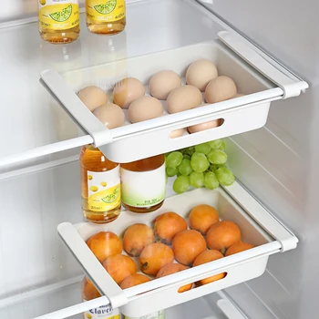 

Adjustable Kitchen Egg Organizer Storage Rack Box Fridge Freezer Shelf Holder Pull-out Drawer Space Saver Kitchen Organizer