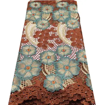 

Burnt Orange African Guipure lace very neat embroidery Nigerian cord lace fabric with strong stones high quality 5 yards mv564