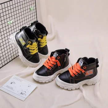 

Little Baby Martin Boots Side Zipper Boys Shoes Leather Kids Sneakers Warm Plush Winter Shoes Girls Casual Shoes High Top Botas