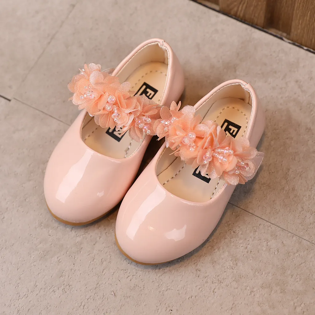 TELOTUNY Kids Girls Summer Soft Soled Flower Solid Color Casual Sandals Leather Slip-on Dress Party Princess Shoes First Walker
