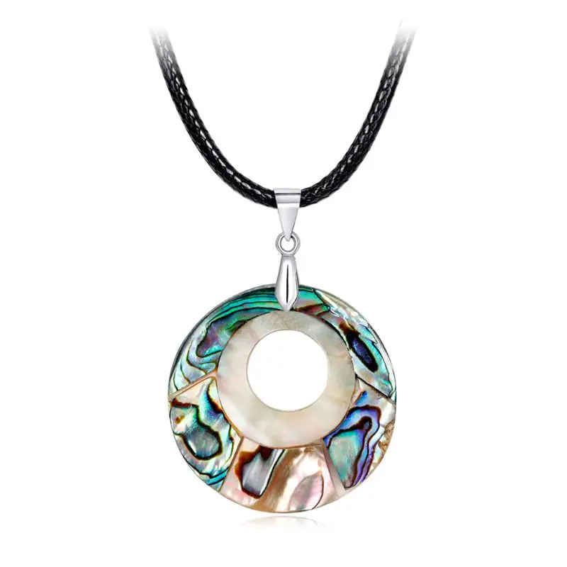 

Shell Necklace Round Reflective Colorful Pendant Jewelry Women Men Gifts Fashion Hot Sale Popular Charms Abalone Friend Party