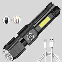 

Mini Rechargeable Led Flashlight Use LED+Cob Lamp Lighting Distance Used For Adventure Camping Adjustable Powerful Light 3pcs